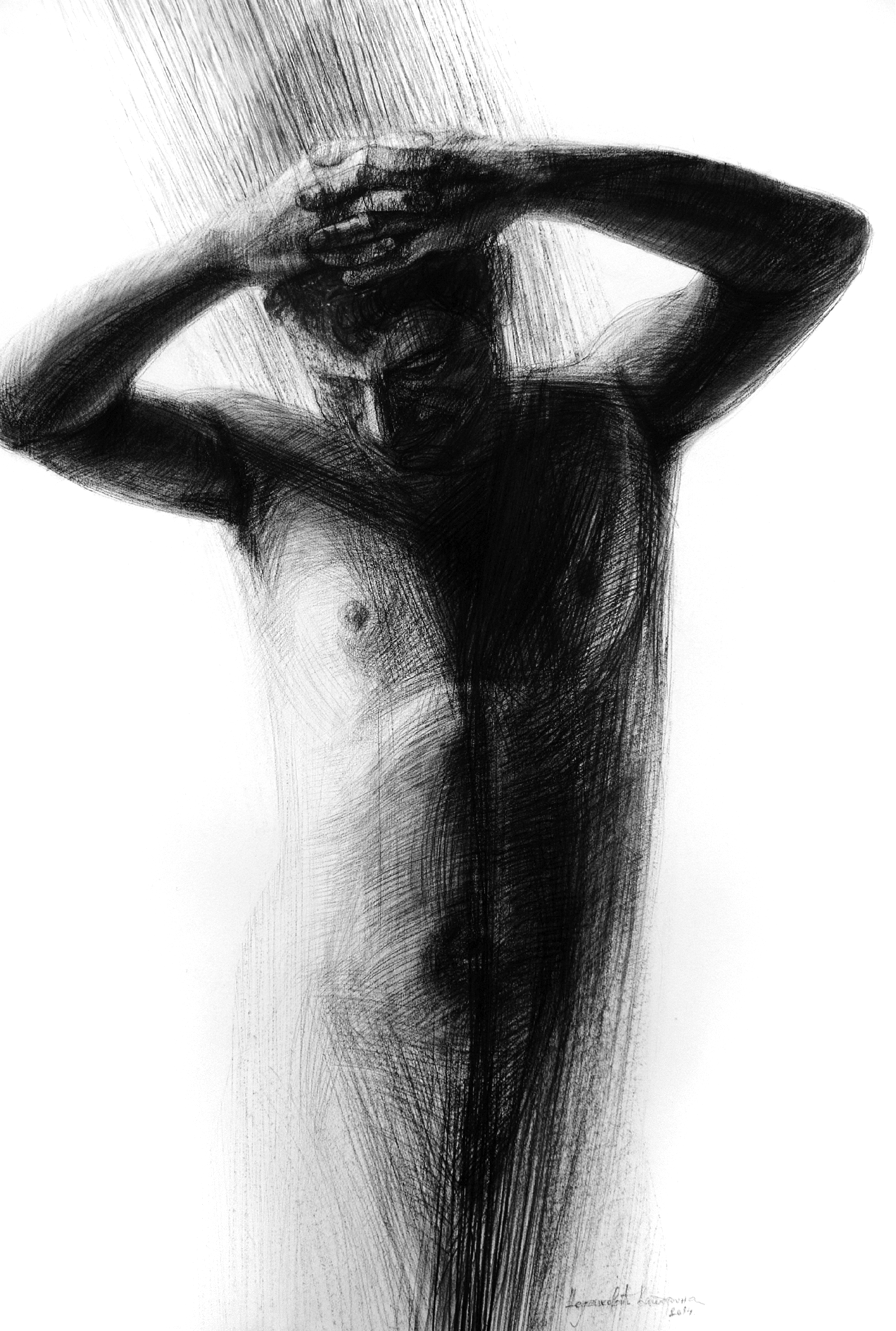 Leisure _ ugljen na papiru_100x70cm